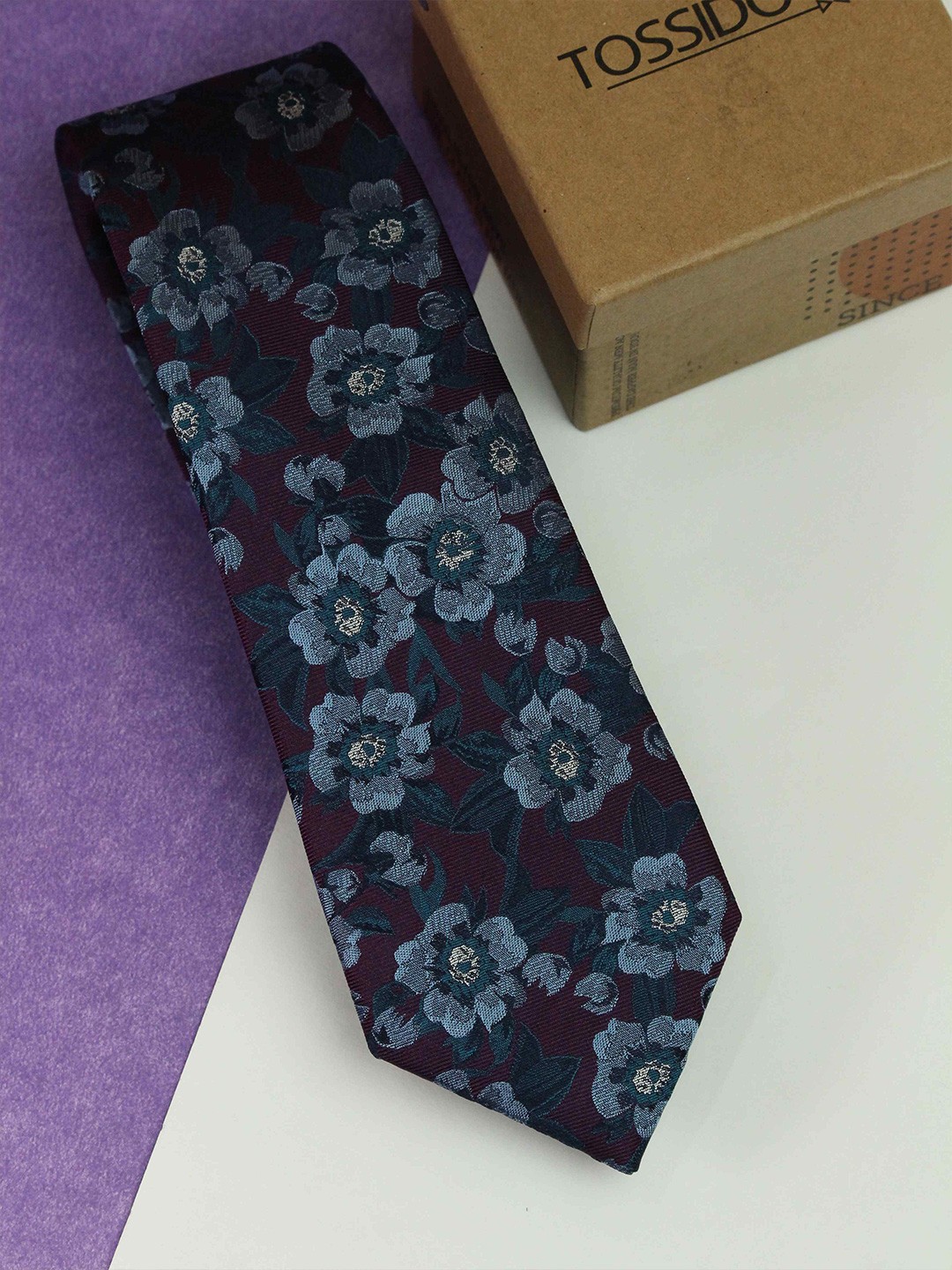 

Tossido Men Woven Design Broad Tie, Purple