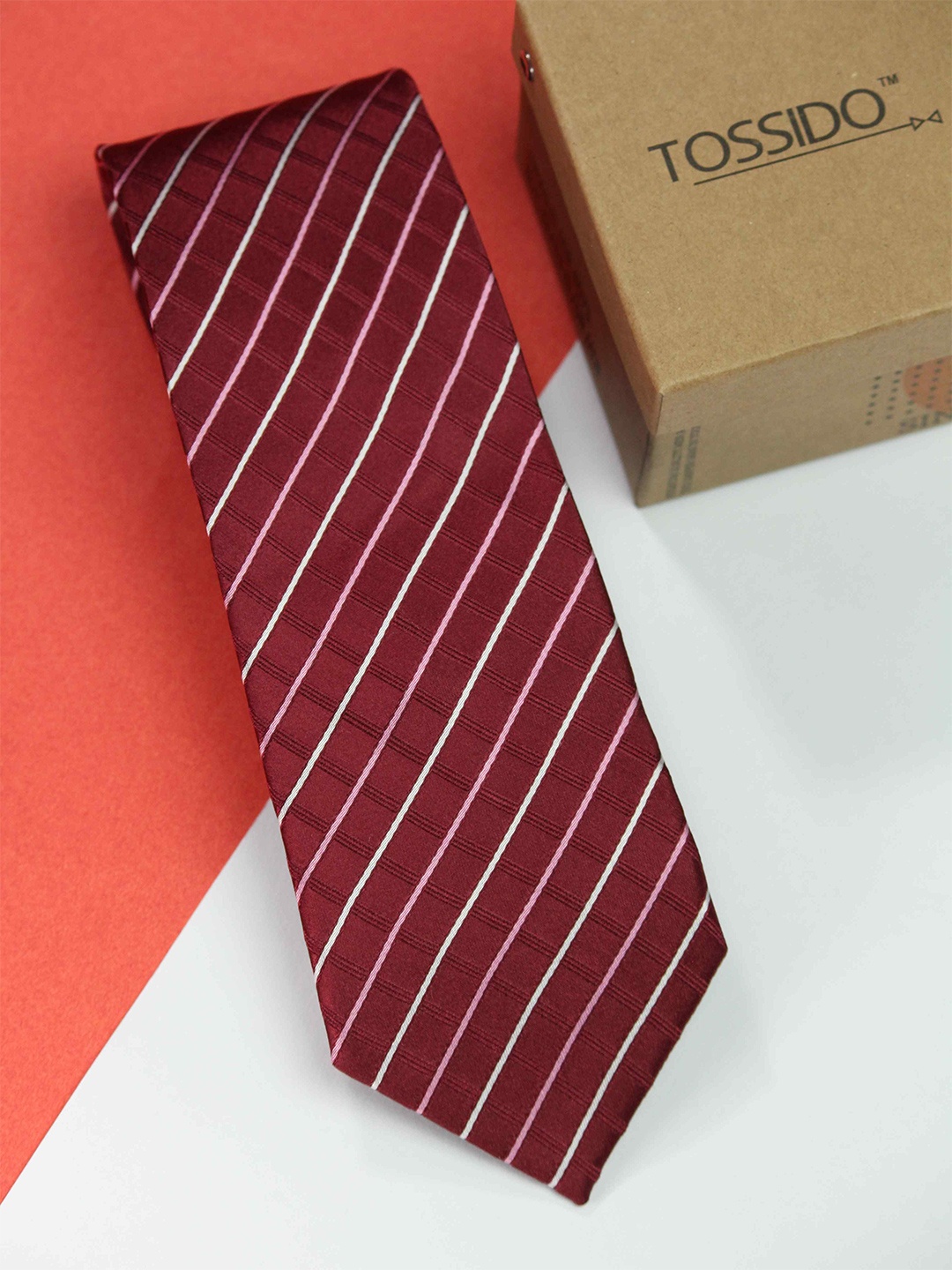 

Tossido Men Woven Design Silk Broad Tie, Maroon