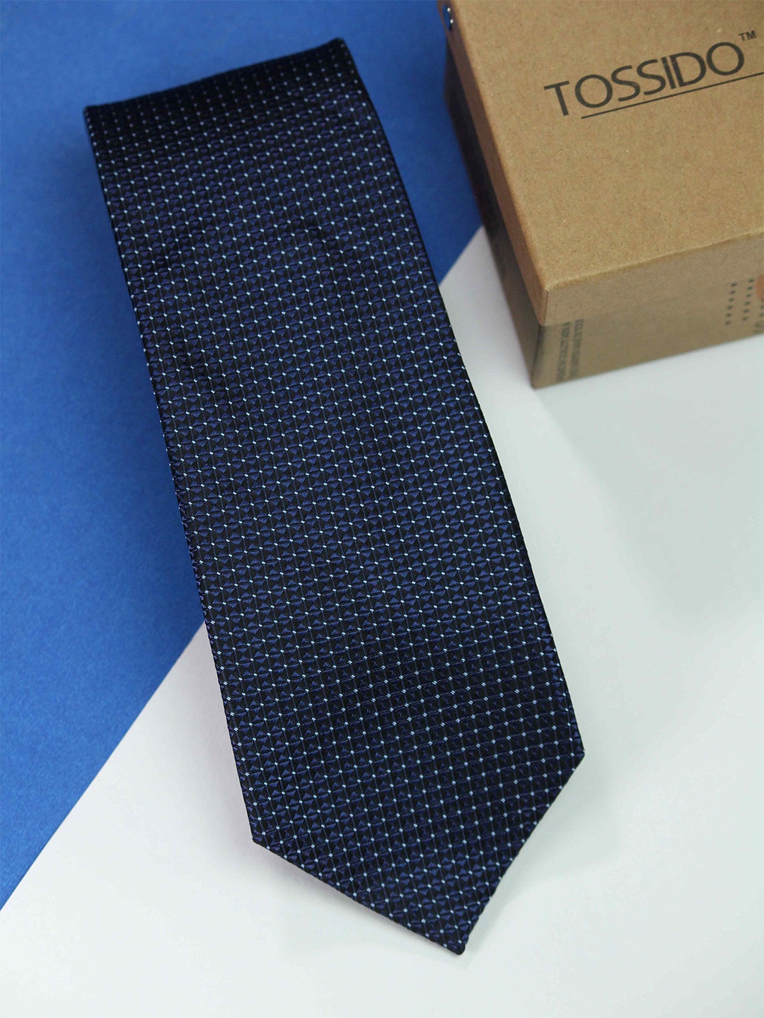 

Tossido Men Woven Design Broad Tie, Blue