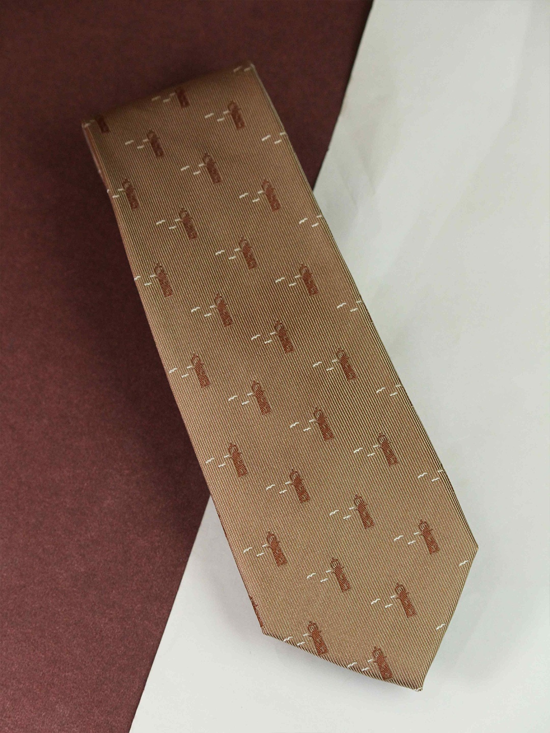 

Tossido Men Woven Design Broad Tie, Brown