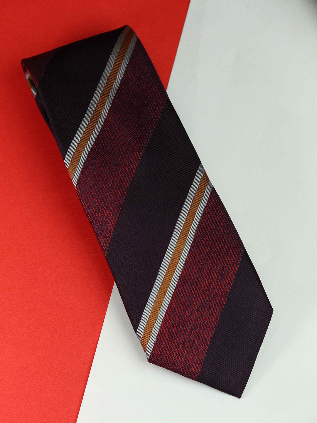 

Tossido Men Woven Design Broad Tie, Red