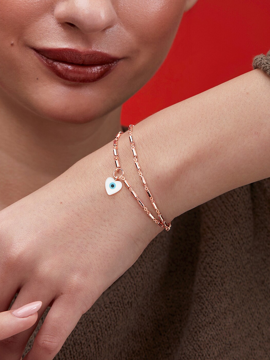 

MINUTIAE Crystals Rose Gold-Plated Link Bracelet