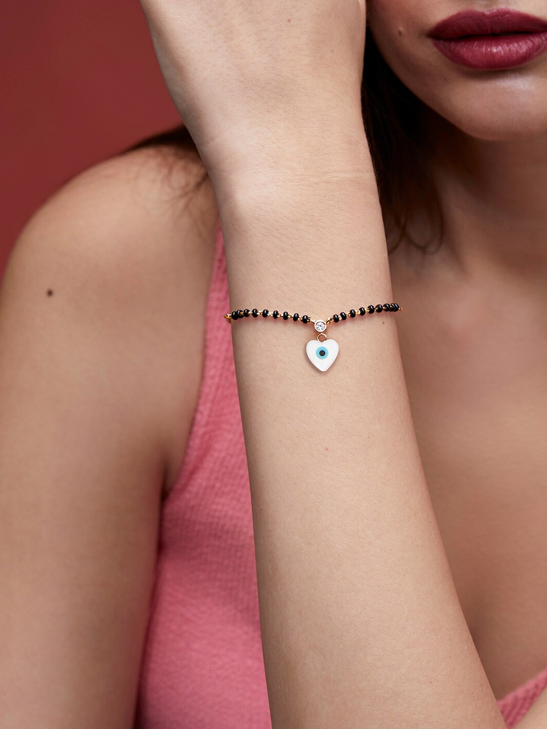 

MINUTIAE Brass Gold-Plated Crystals Studded Link Bracelet