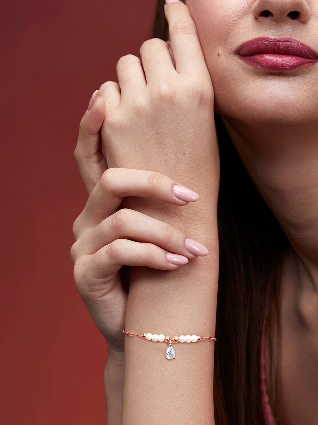 

MINUTIAE Crystals Rose Gold-Plated Link Bracelet