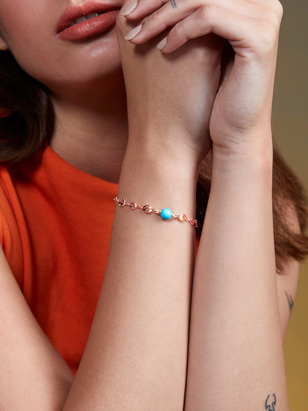 

MINUTIAE Crystals Rose Gold-Plated Link Bracelet