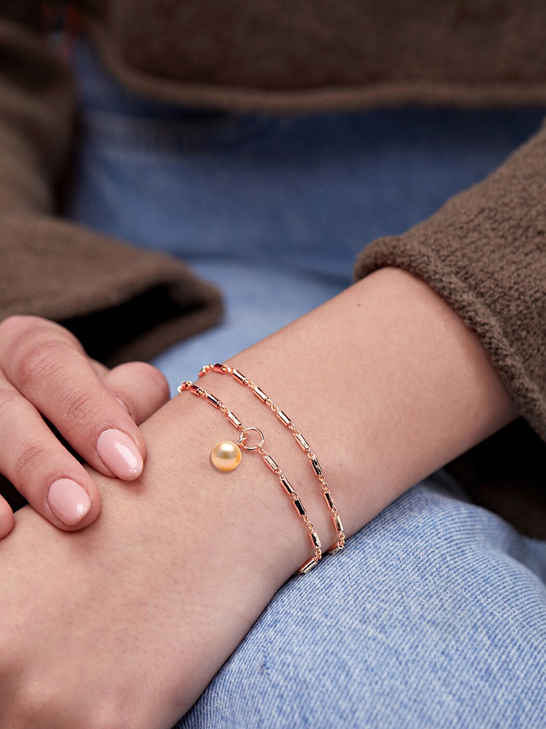 

MINUTIAE Crystals Rose Gold Plated Link Bracelet
