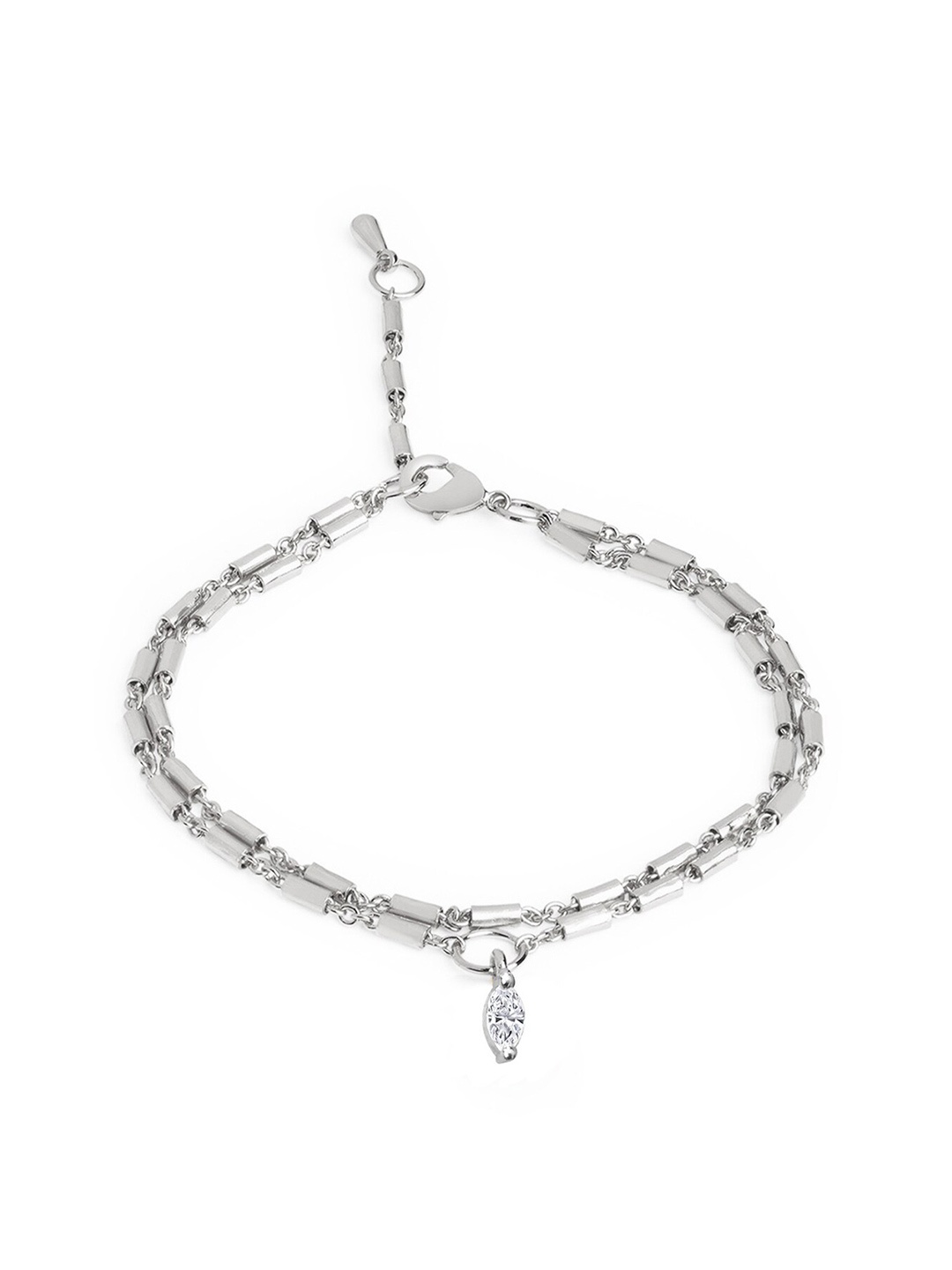 

MINUTIAE Brass Crystals Silver-Plated Link Bracelet