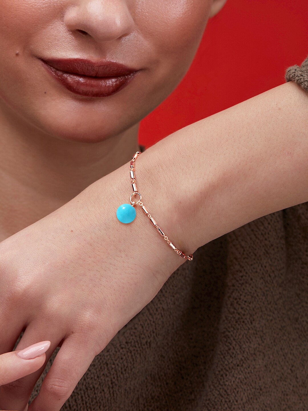 

MINUTIAE Crystals Rose Gold Plated Link Bracelet