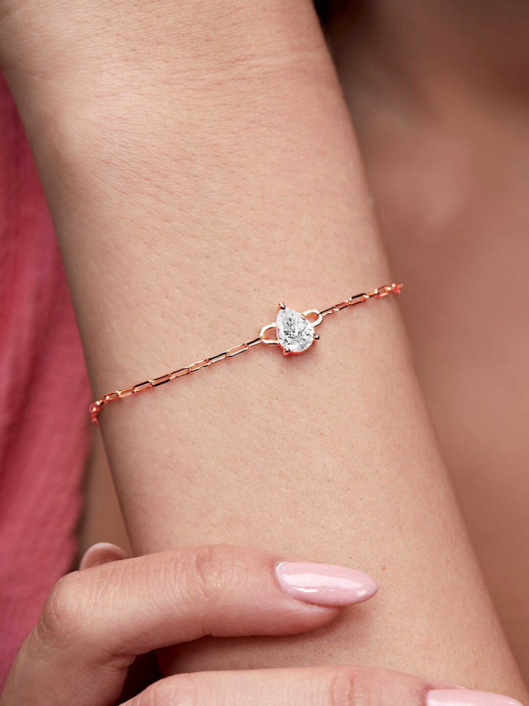 

MINUTIAE Brass Crystals Rose Gold-Plated Link Bracelet