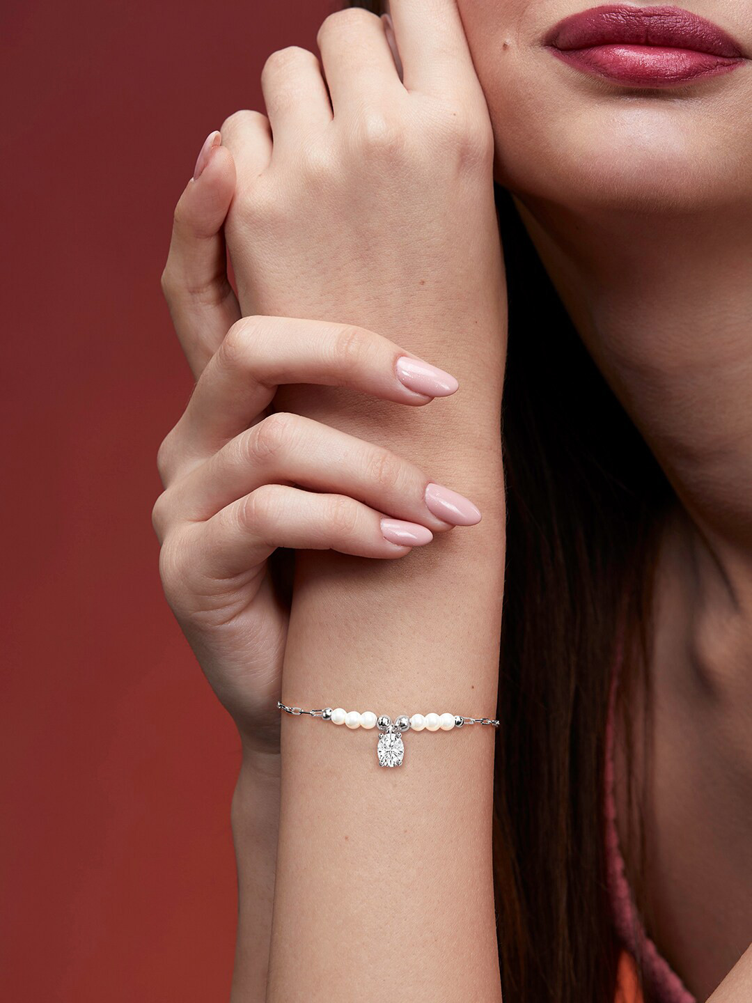

MINUTIAE Crystals Silver-Plated Link Bracelet