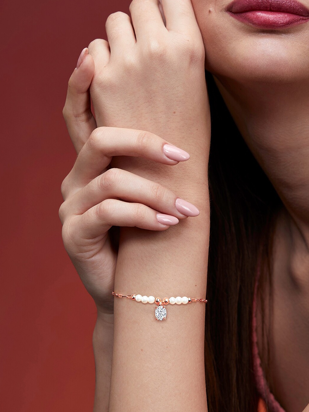 

MINUTIAE Crystals Rose Gold-Plated Link Bracelet