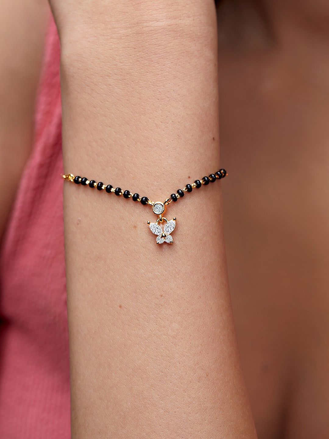 

MINUTIAE Brass Crystals Gold-Plated Link Bracelet