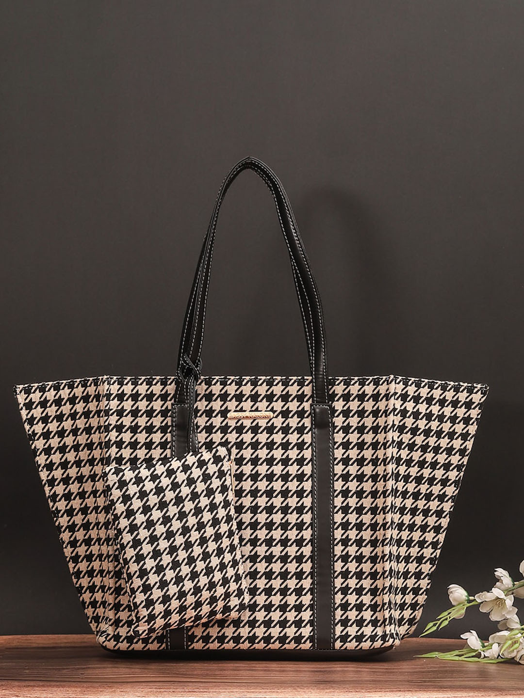 

Bagsy Malone Geometric Printed Shopper Tote Bag With Pouch, Black