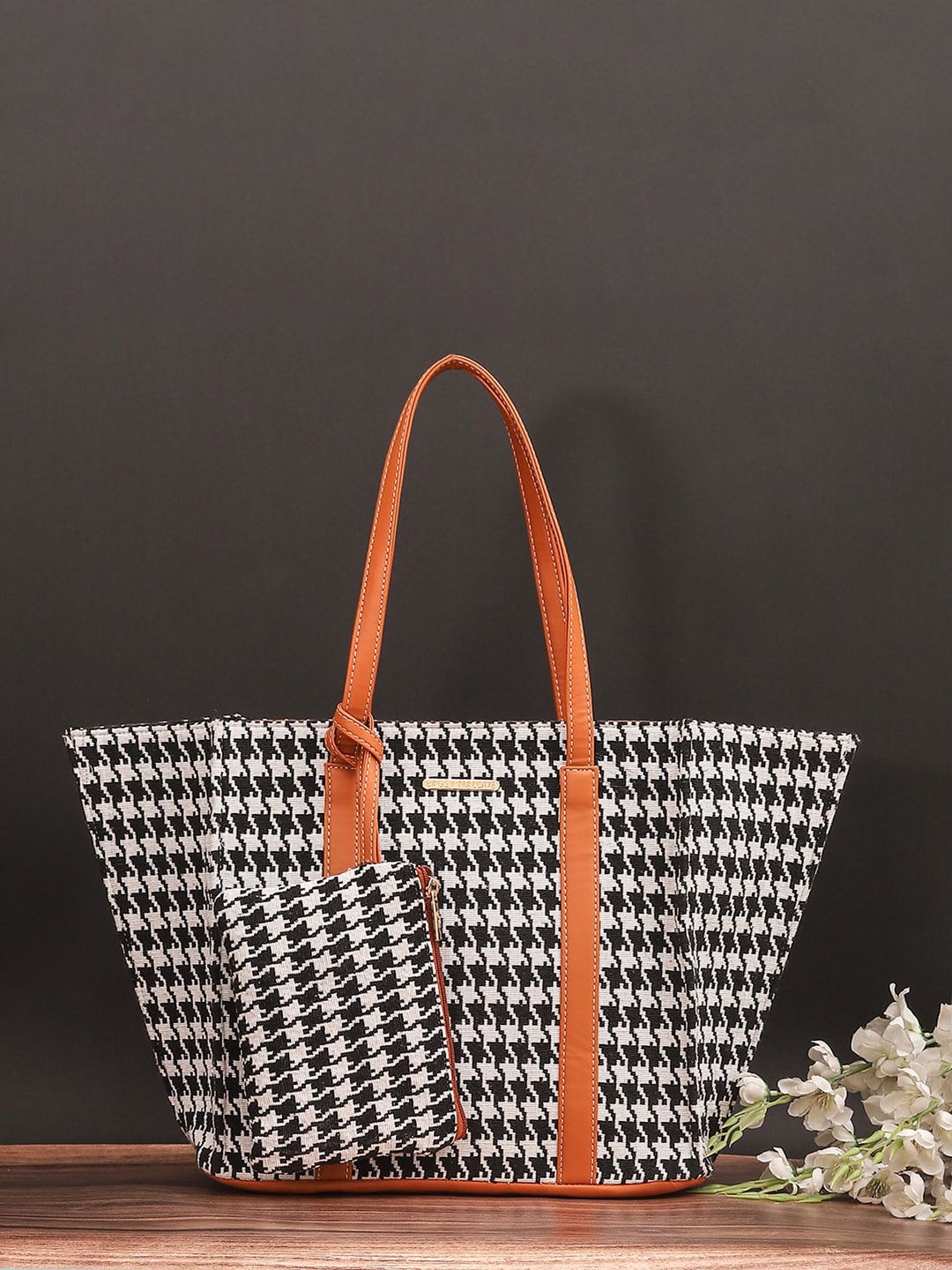 

Bagsy Malone Geometric Printed Structured Tote Bag, Black