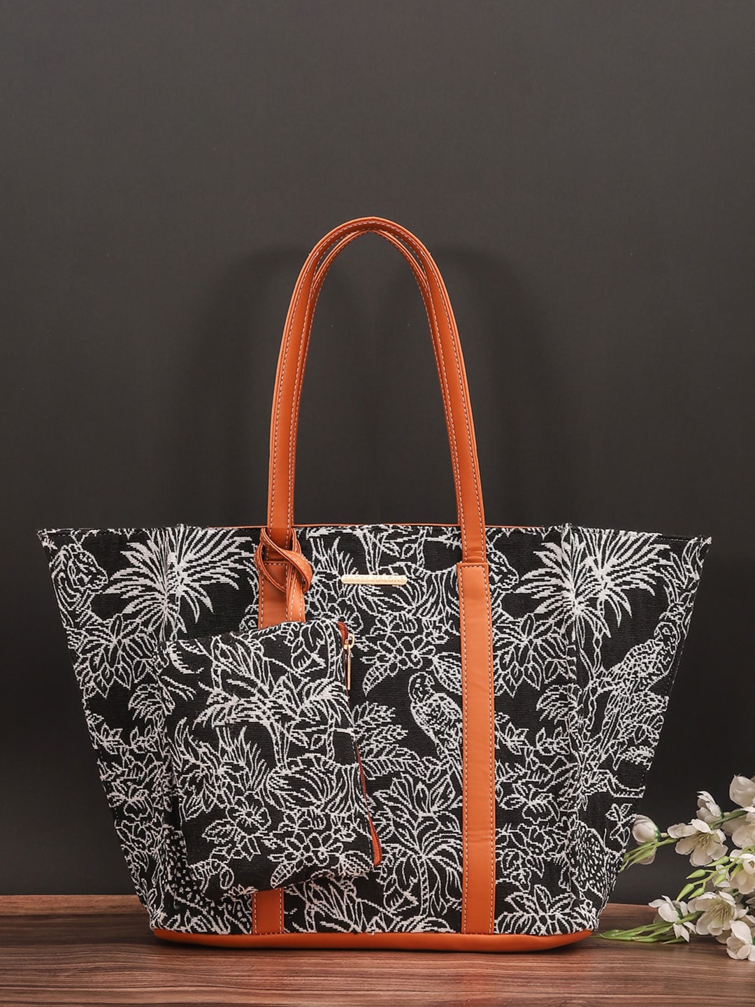 

Bagsy Malone Floral Printed Shopper Tote Bag, Black