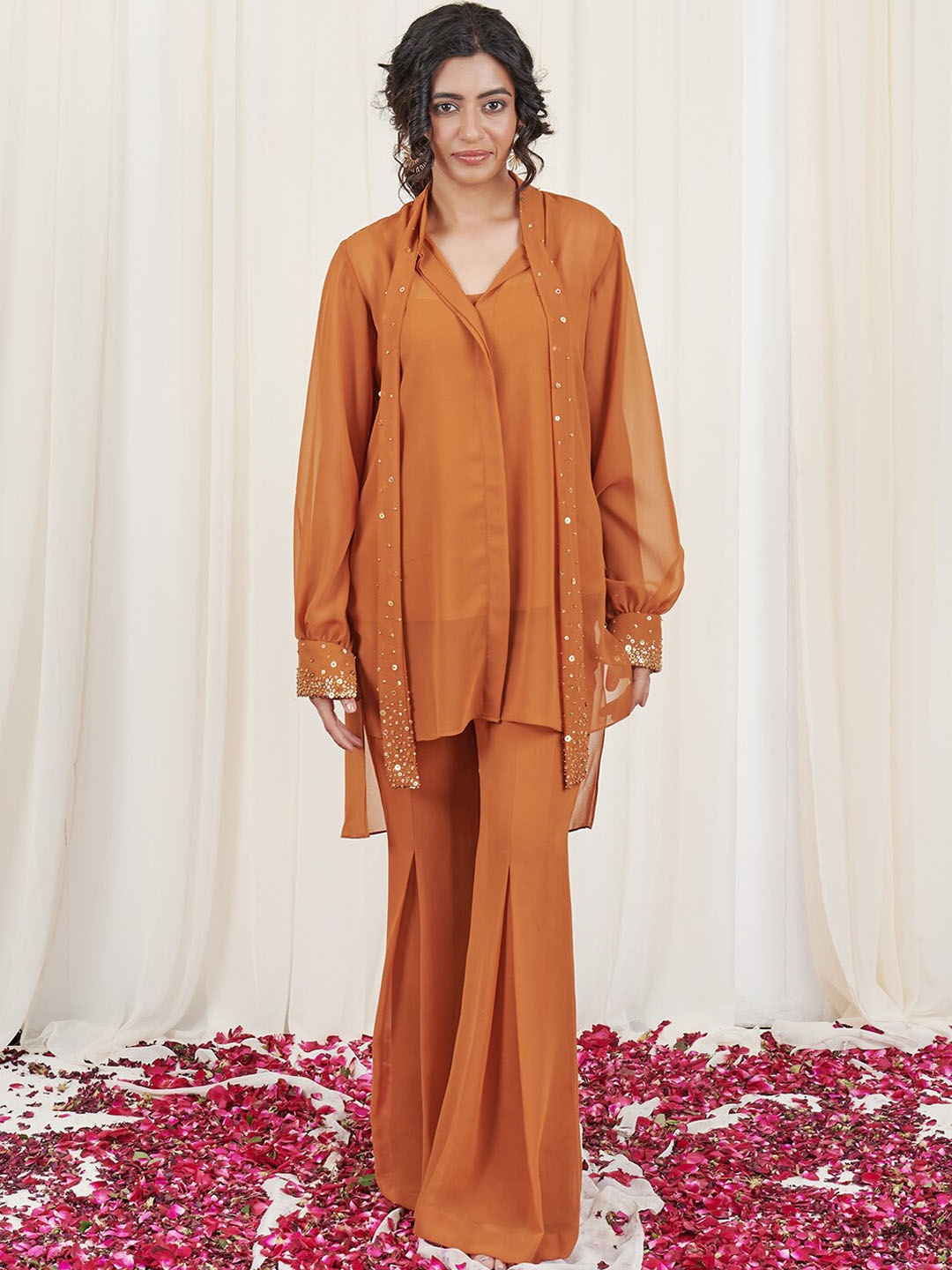 

RIRASA Embroidered Long Sleeve Top And Trouser Co-Ords, Mustard