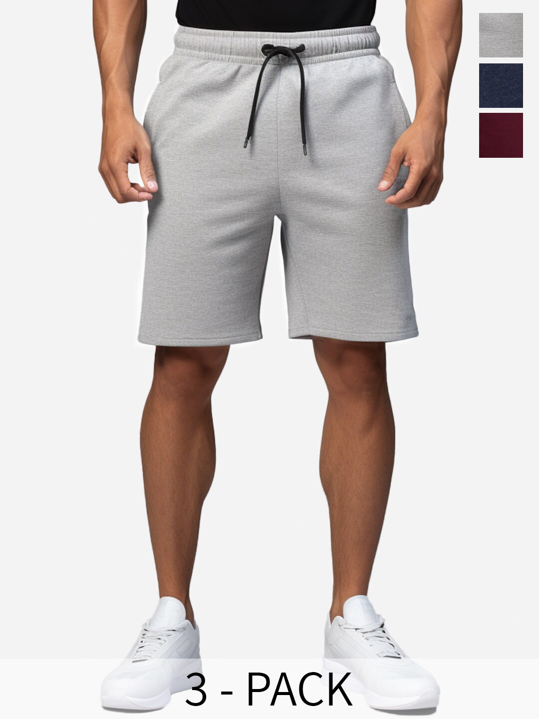 

FFLIRTYGO Men Pack Of 3 Cotton Outdoor Sports Shorts, Grey