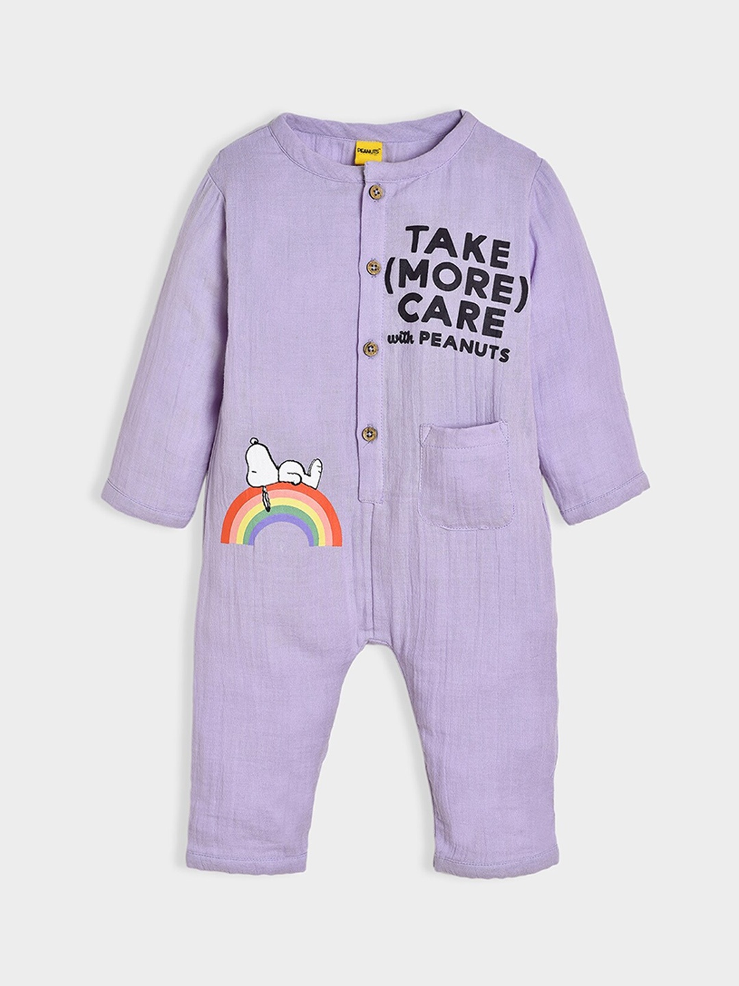 

MiArcus Snoopy Printed Cotton Romper, Purple