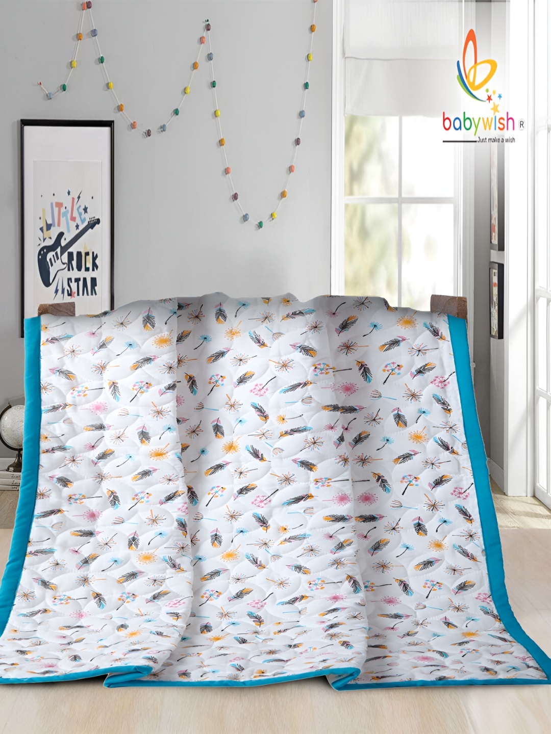 

Babywish Blue & White AC Room 210 GSM Single Bed Dohar