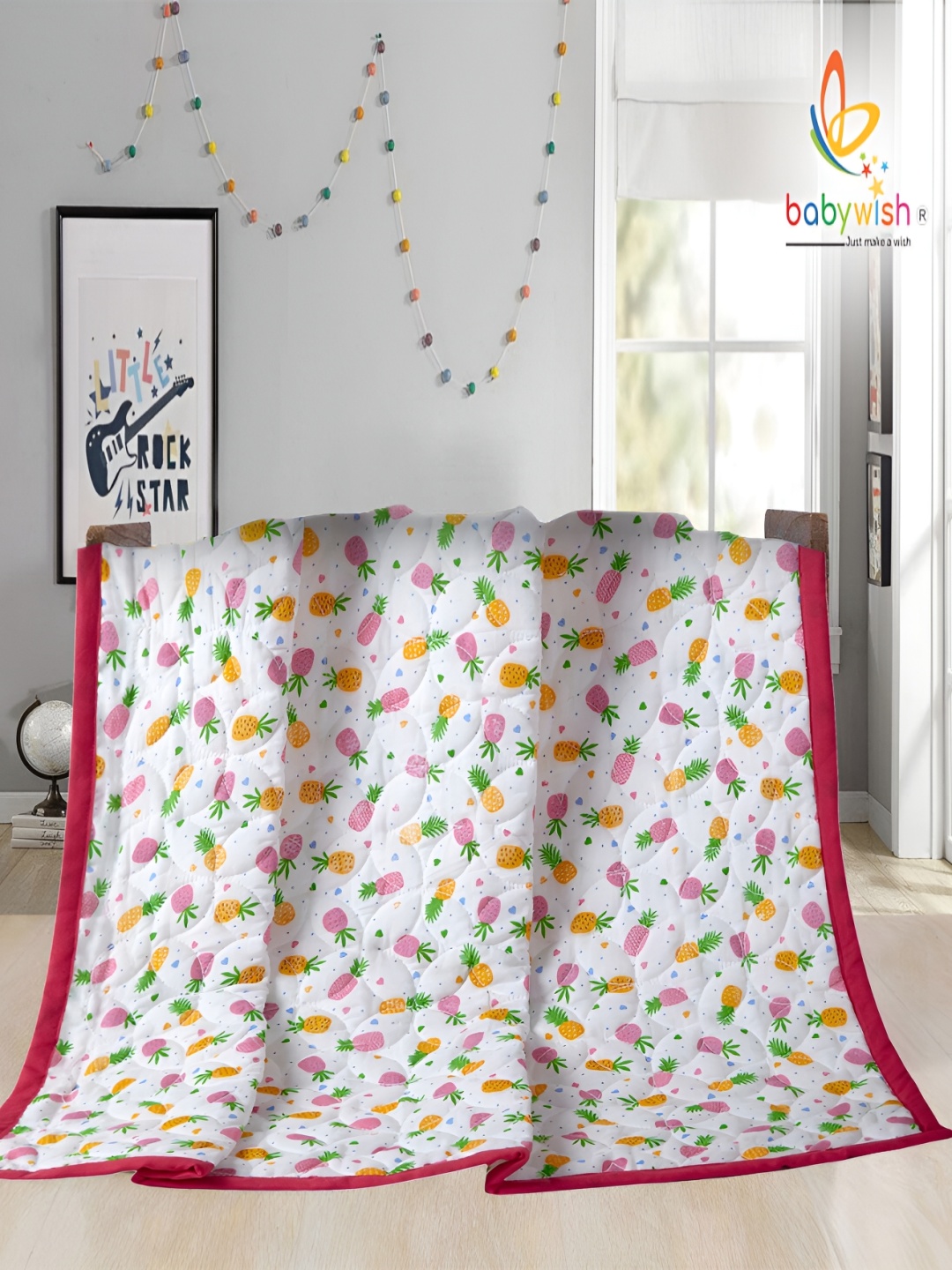 

Babywish Magenta & White AC Room 210 GSM Single Bed Dohar