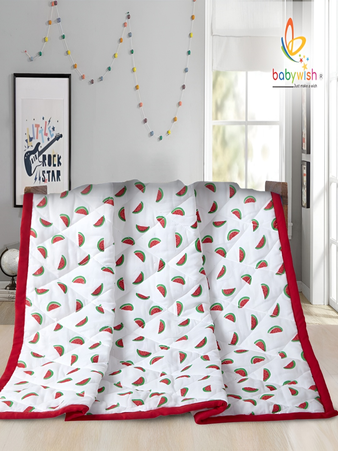 

Babywish Red & White AC Room 210 GSM Single Bed Dohar