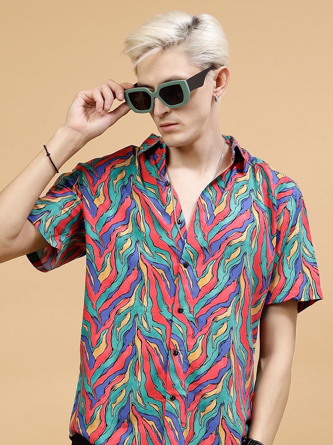 

Rigo Slim Fit Abstract Printed Casual Shirt, Blue