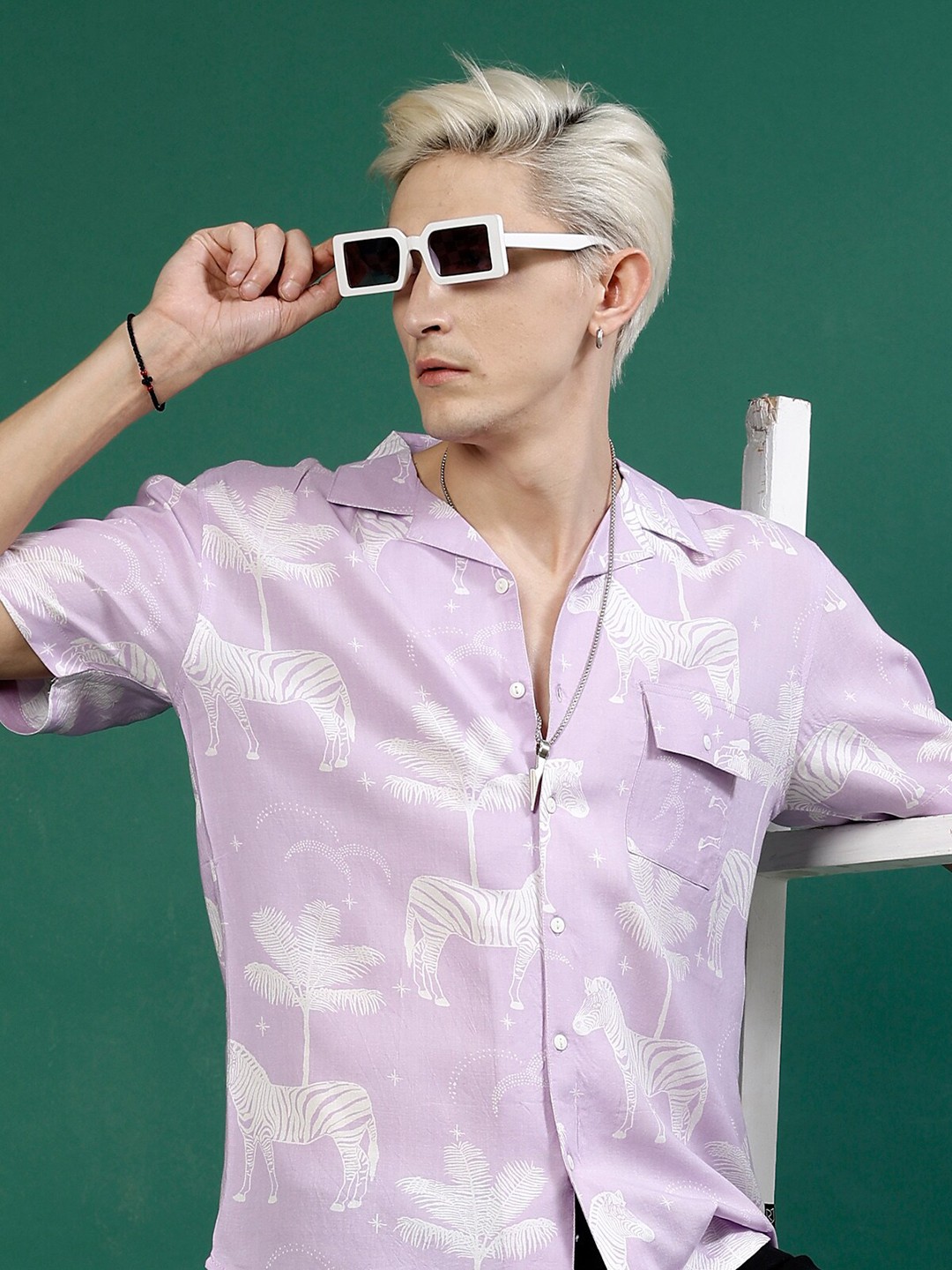 

Rigo Slim Fit Printed Casual Shirt, Purple