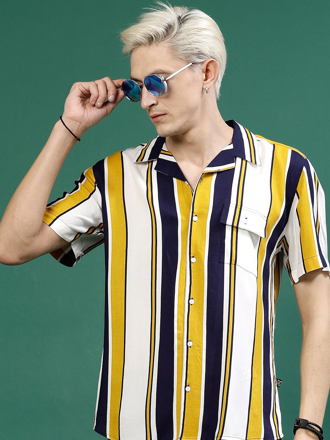 

Rigo Slim Fit Striped Casual Shirt, Yellow