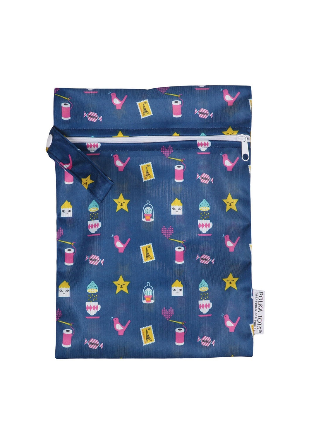 

Polka Tots Kids Conversational Printed Waterproof & Reusable Diaper Bag, Blue