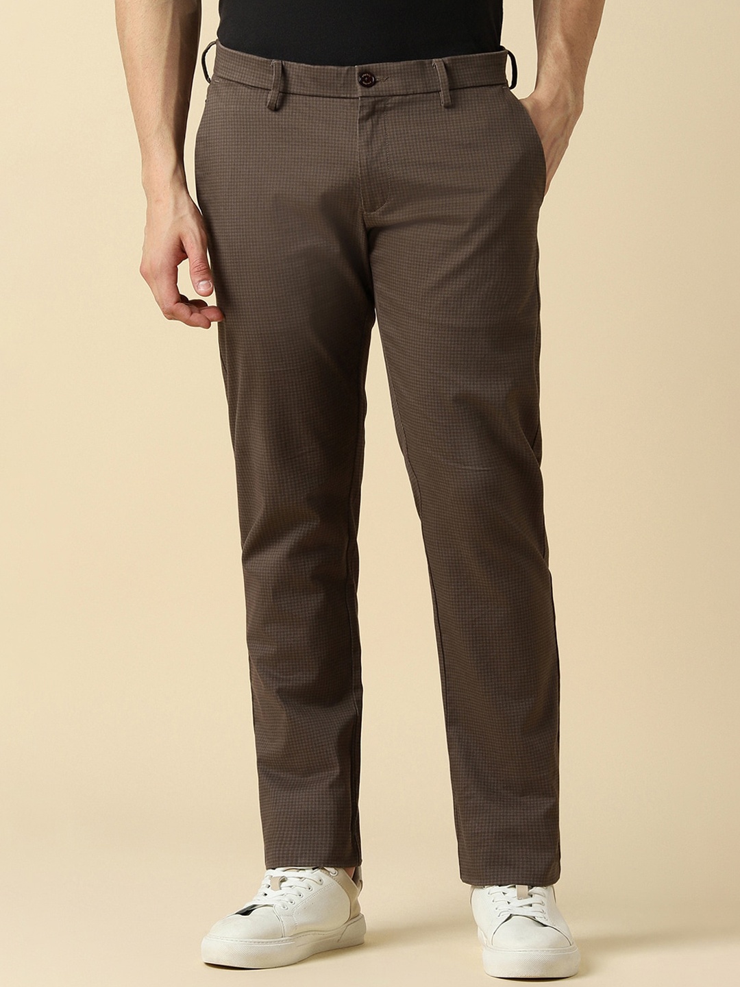 

Allen Solly Men Slim Fit Mid-Rise Trousers, Brown