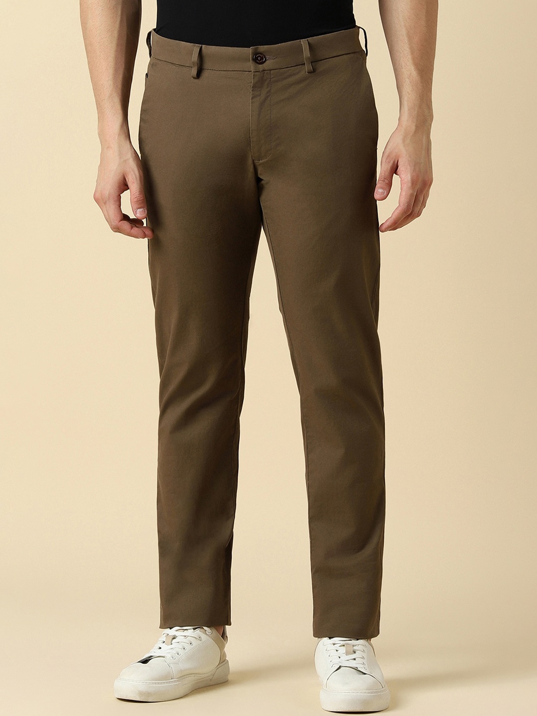 

Allen Solly Men Slim Fit Chinos Trousers, Brown