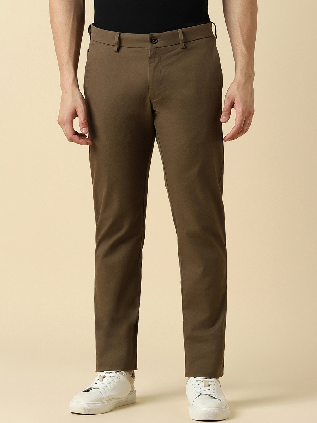 

Allen Solly Men Mid-Rise Slim Fit Cotton Chinos Trousers, Brown