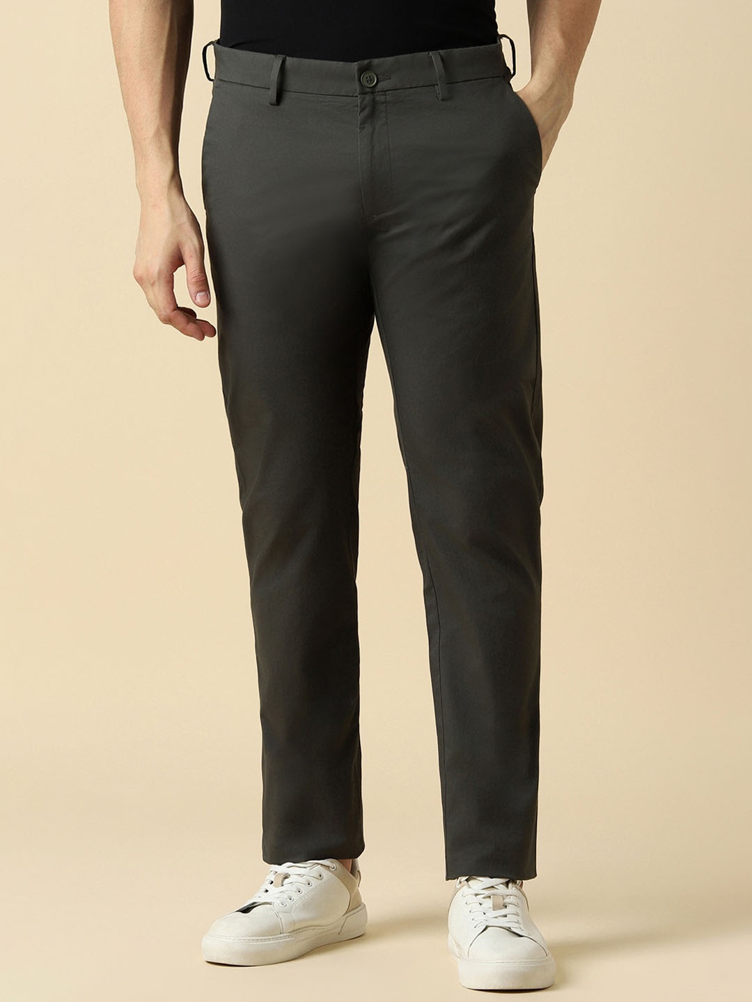 

Allen Solly Men Slim Fit Mid-Rise Trousers, Grey