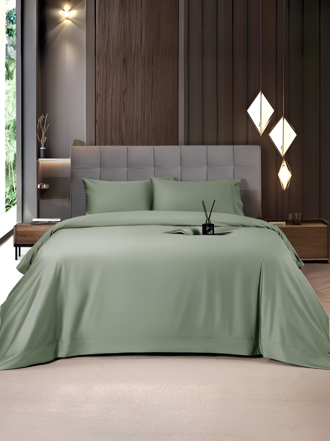 

MUSH Green Bamboo 400 TC King Bedsheet with 2 Pillow Covers