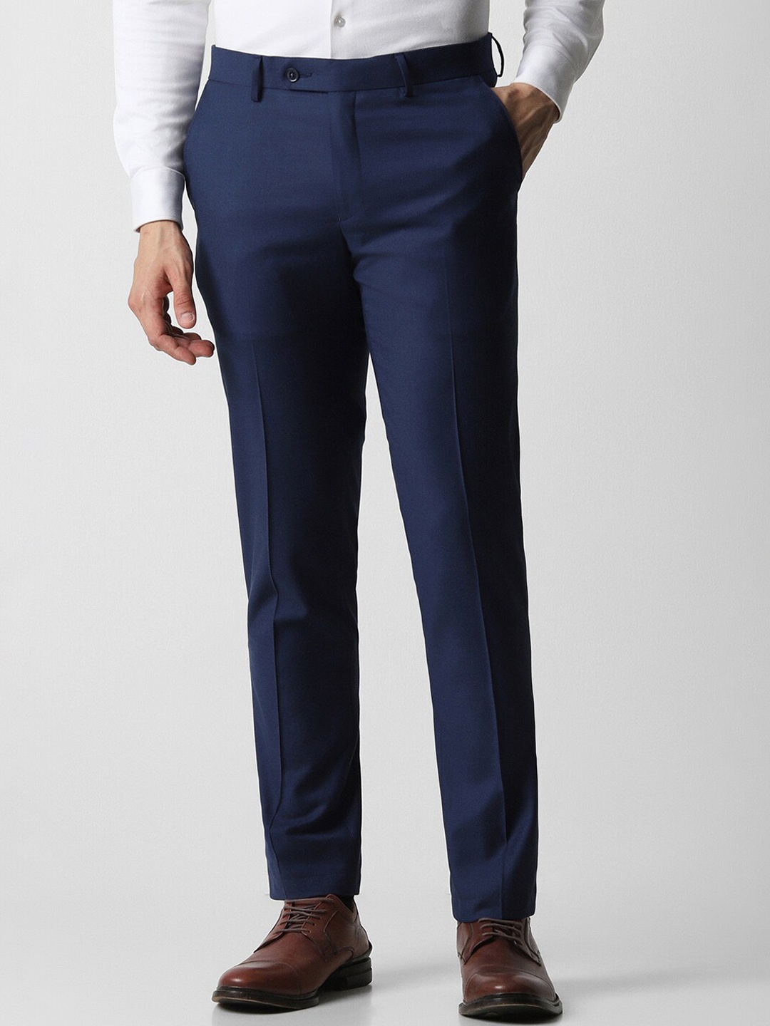 

Van Heusen Men Mid-Rise Slim Fit Trousers, Blue