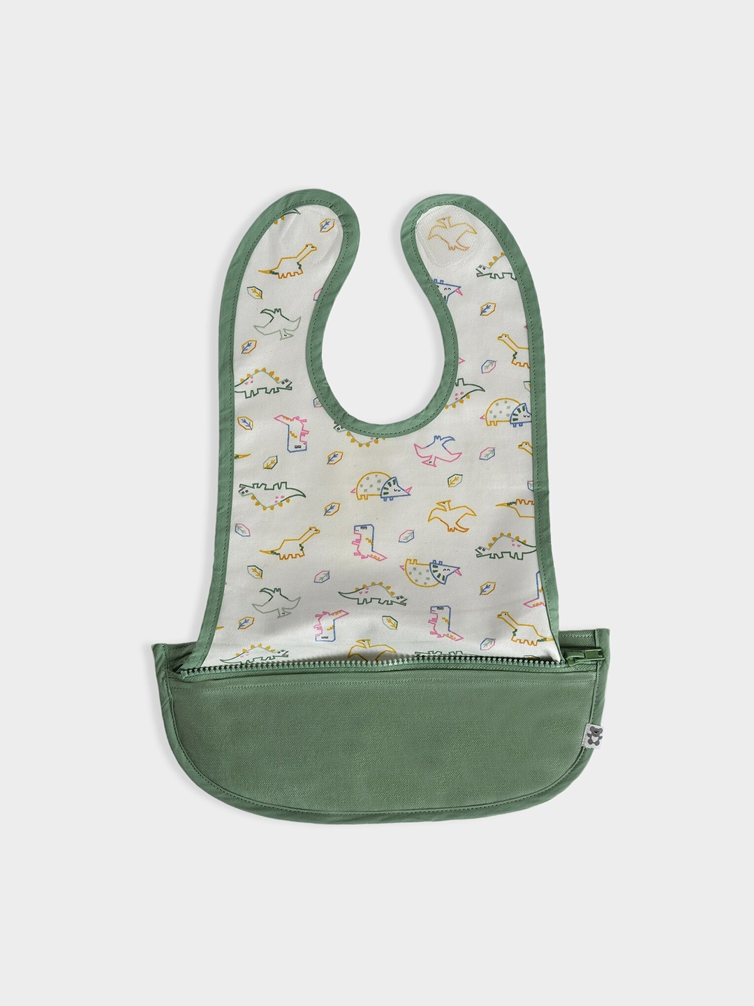 

MiArcus Printed Bibs With Pack Of 2 Cutlery Set, Green