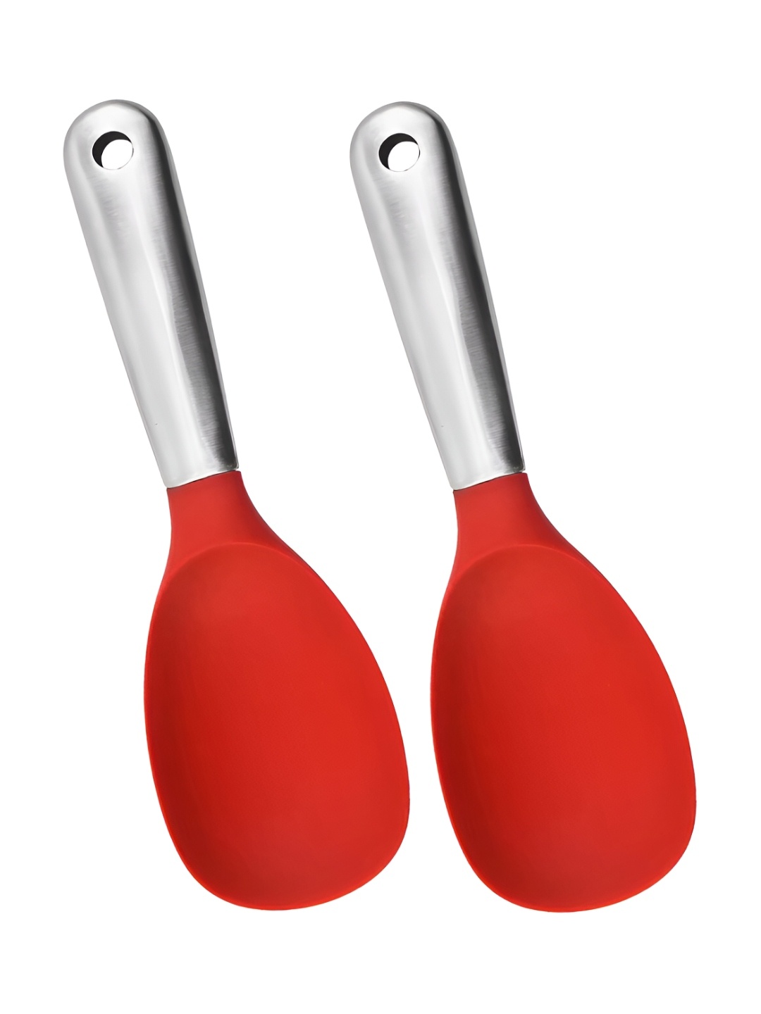 

P-Plus International 2 Pieces Stainless Steel Rice Spoons Spatula, Red