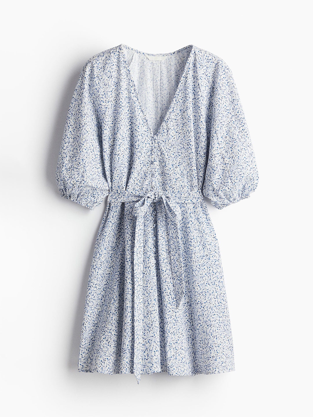 

H&M Women Tie-belt Cotton dress, Blue