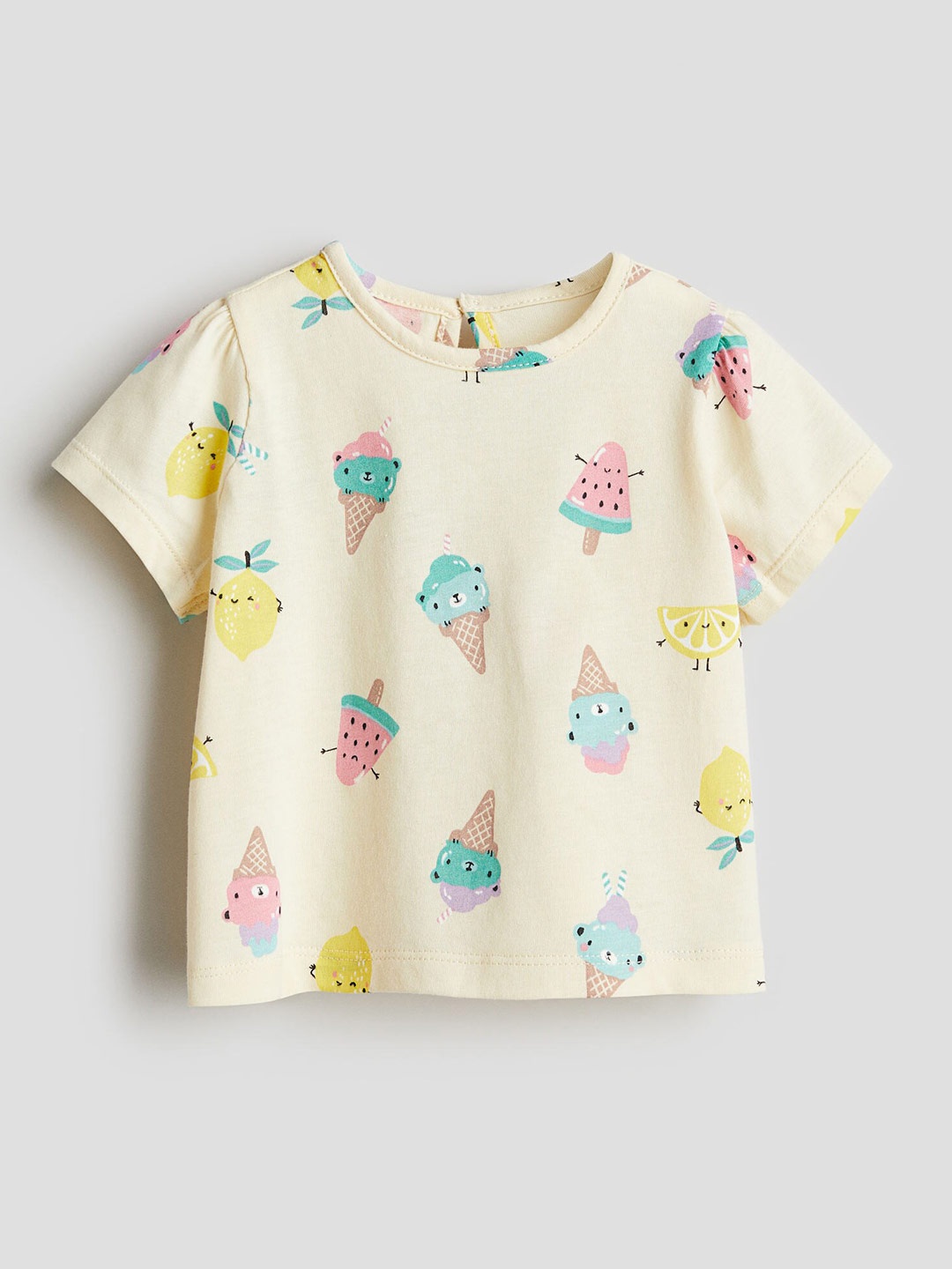 

H&M Girls Pure Cotton Printed Jersey Top, Yellow
