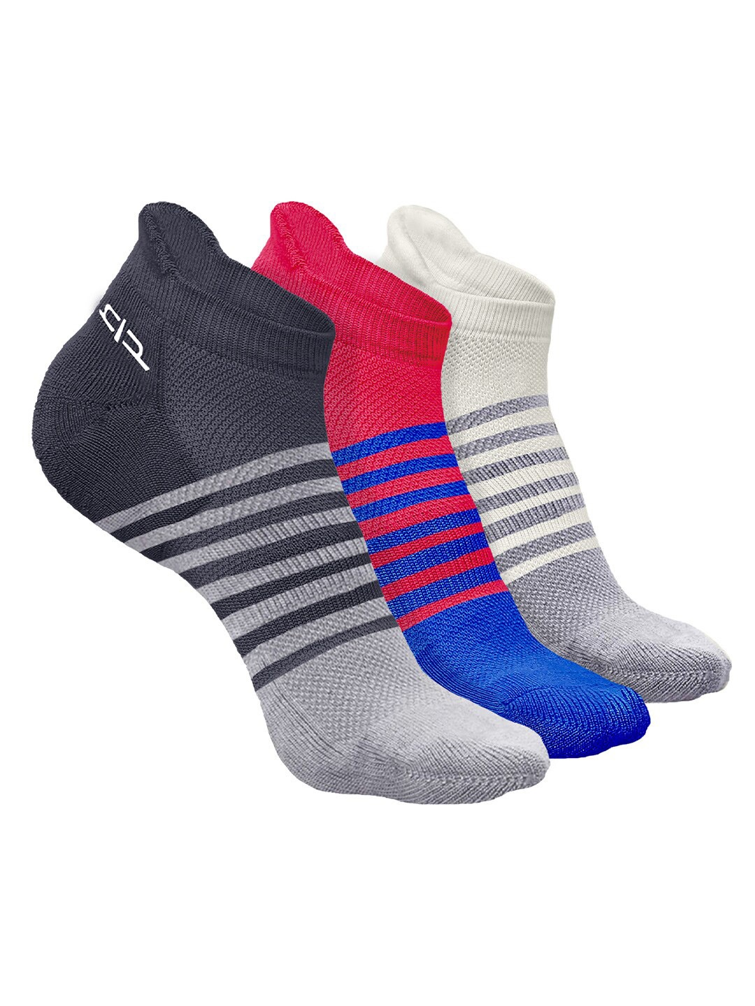 

Heelium Men Pack of 3 Bamboo Super Soft & Odour-Free Breathable Striped Ankle-Length Socks, Blue