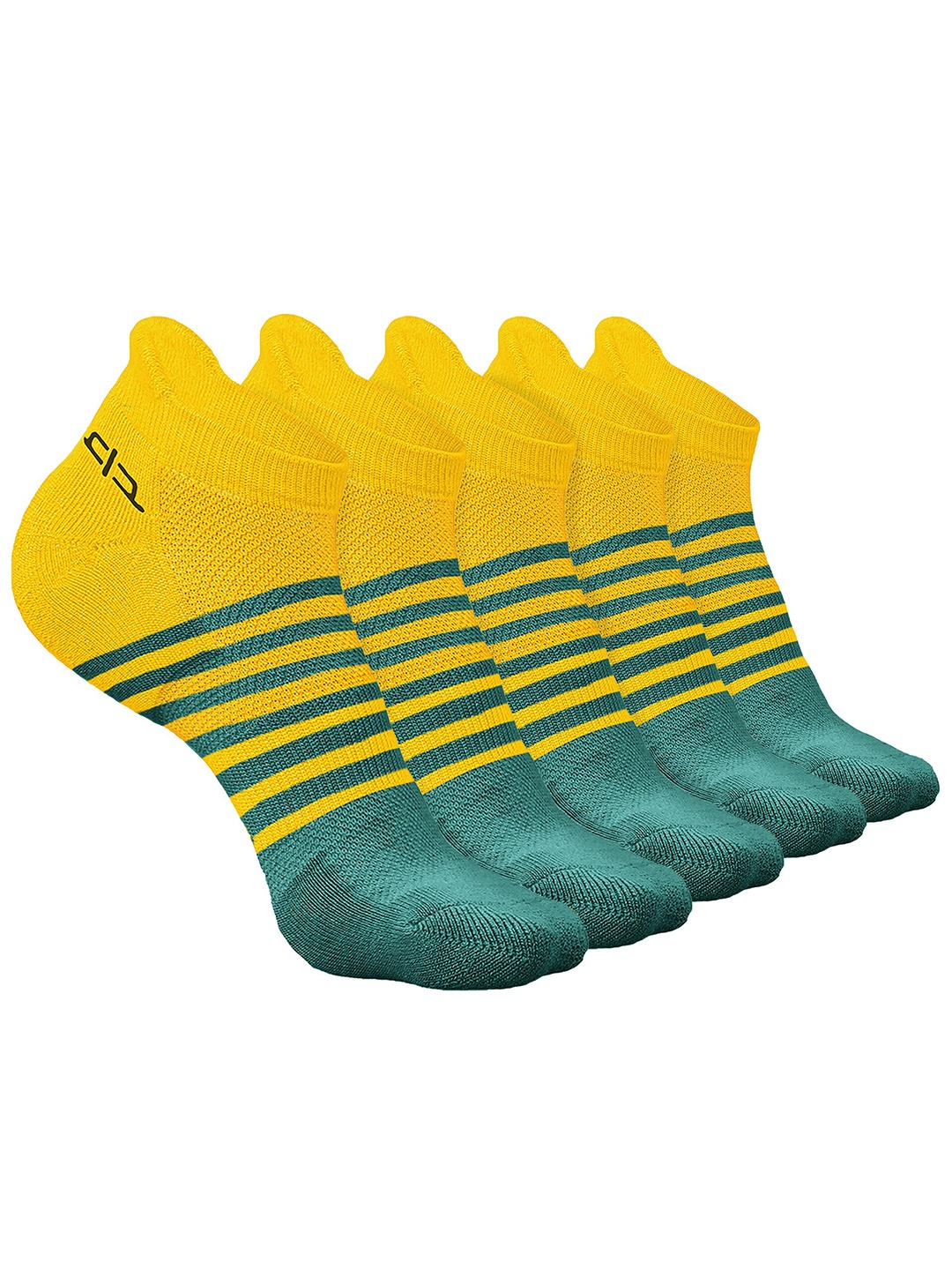 

Heelium Men Pack of 5 Bamboo Super Soft & Odour-Free Breathable Striped Ankle-Length Socks, Yellow