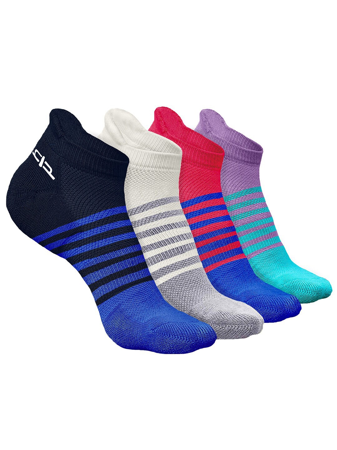 

Heelium Men Pack of 4 Bamboo Super Soft & Odour-Free Breathable Striped Ankle-Length Socks, Navy blue