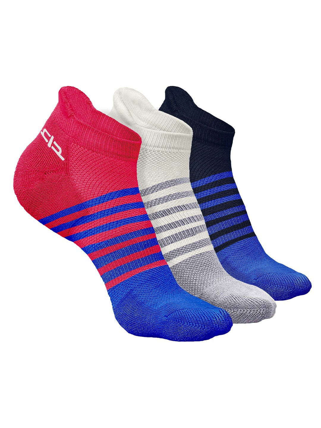 

Heelium Men Pack of 3 Bamboo Super Soft & Odour-Free Breathable Striped Ankle-Length Socks, Navy blue