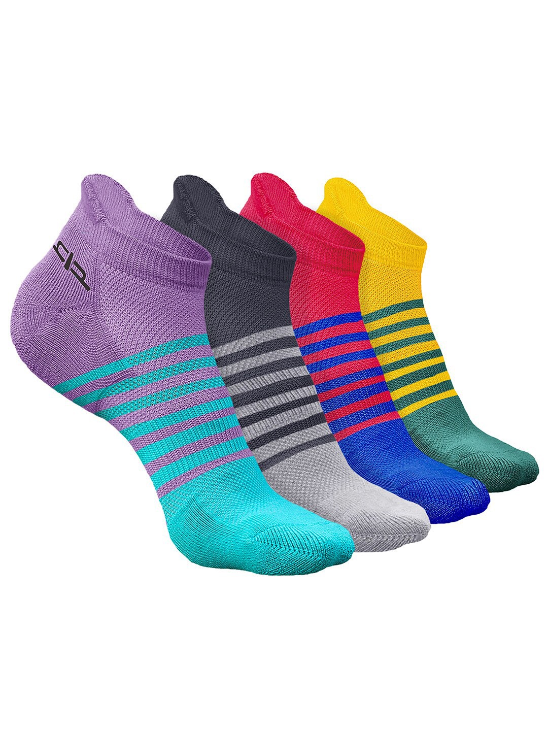 

Heelium Men Pack of 4 Bamboo Super Soft & Odour-Free Breathable Striped Ankle-Length Socks, Purple
