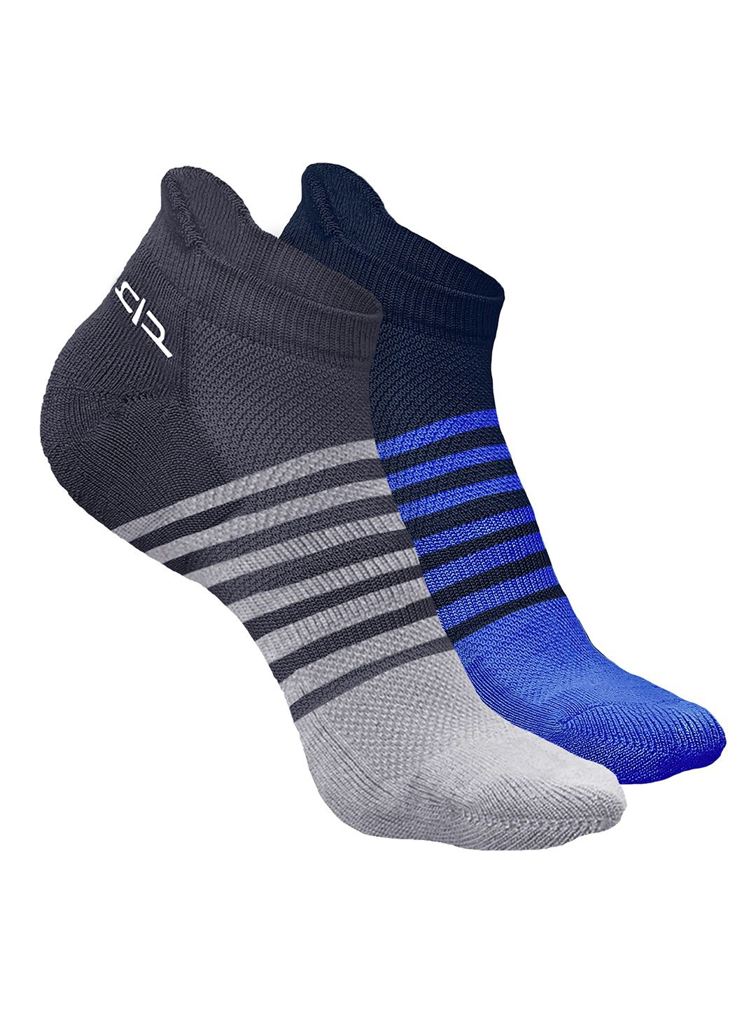 

Heelium Men Pack of 2 Bamboo Super Soft & Odour-Free Breathable Striped Ankle-Length Socks, Blue