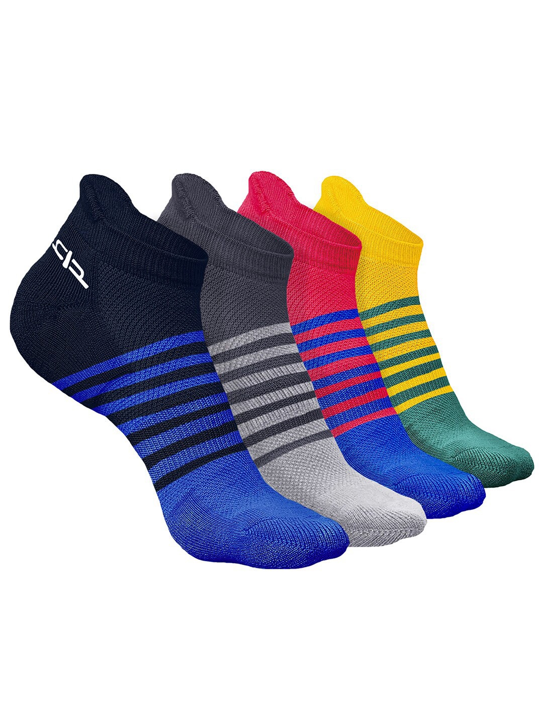 

Heelium Men Pack of 4 Bamboo Super Soft & Odour-Free Breathable Striped Ankle-Length Socks, Black