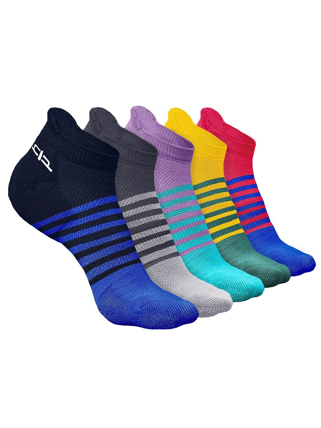 

Heelium Men Pack of 5 Bamboo Super Soft & Odour-Free Breathable Striped Ankle-Length Socks, Navy blue
