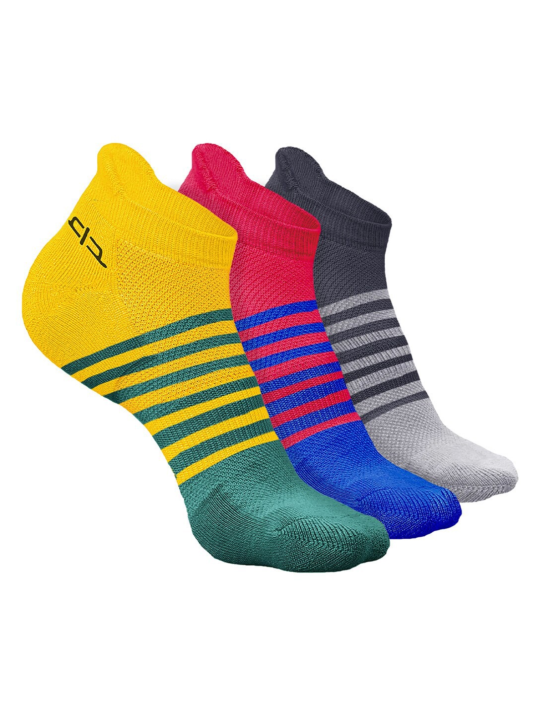 

Heelium Men Pack of 3 Bamboo Super Soft & Odour-Free Breathable Striped Ankle-Length Socks, Yellow