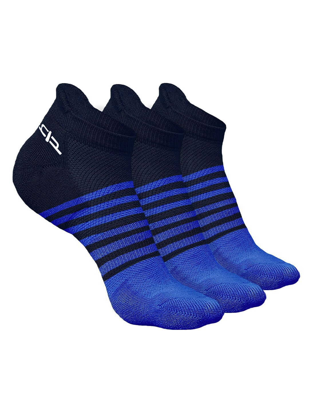 

Heelium Men Pack of 3 Bamboo Super Soft & Odour-Free Breathable Striped Ankle-Length Socks, Blue