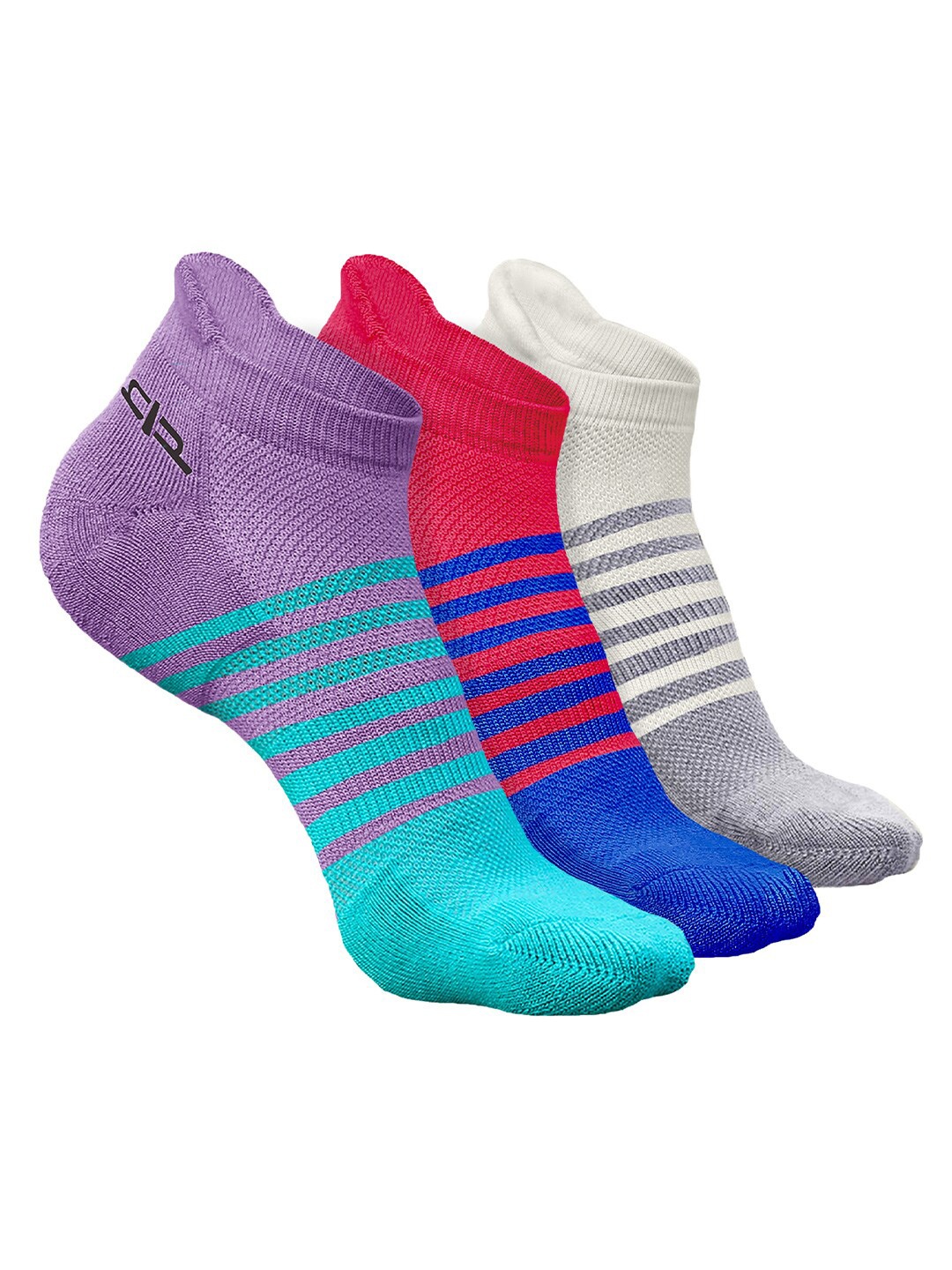 

Heelium Men Pack of 3 Bamboo Super Soft & Odour-Free Breathable Striped Ankle-Length Socks, Purple